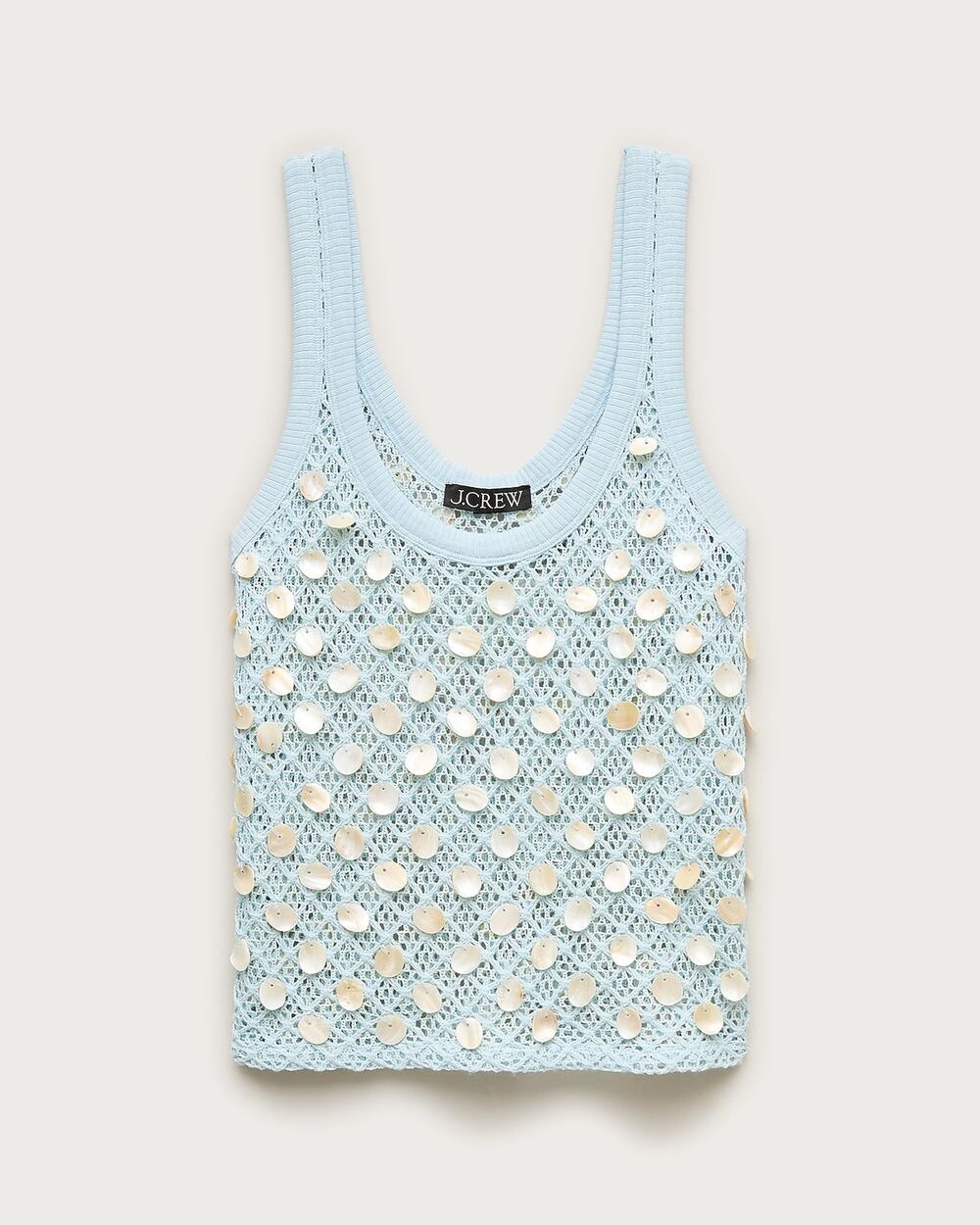 J.Crew Crochet shell-embroidered tank top Deco Blue S
